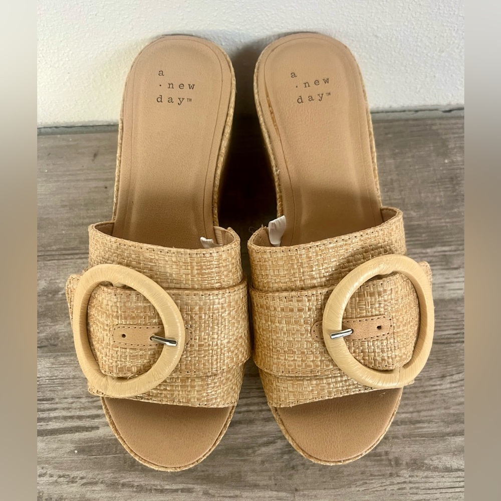 A New Day Women's Beige Buckle Sandals
